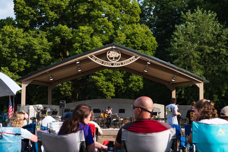 Many residents turned out Aug. 5 for an evening of music as the community celebrated the official opening of the Island Park Arts Pavilion.