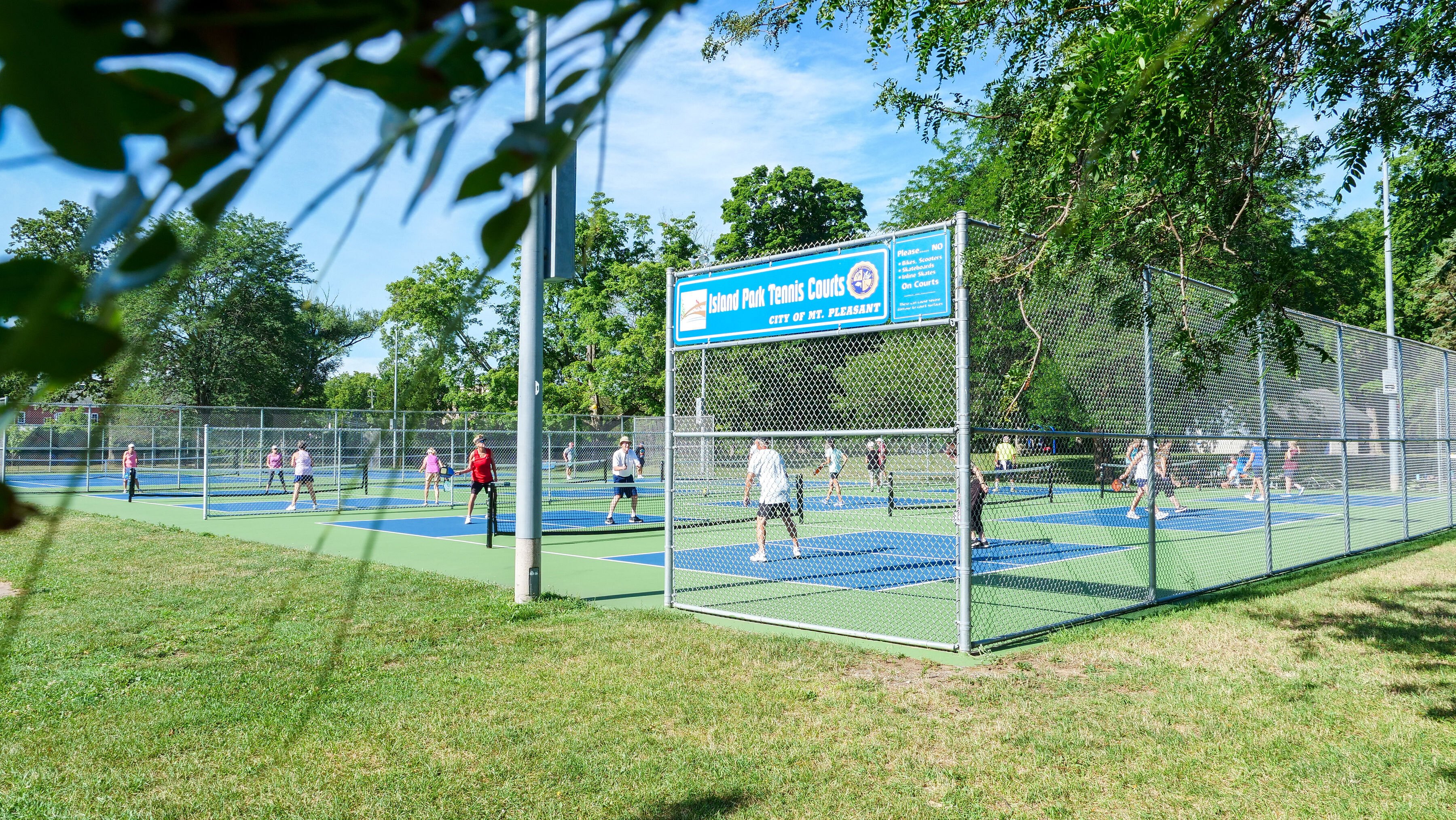 The courts at Island Park have been converted from tennis to pickleball.