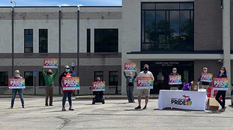 During ‘Celebrate Pride at Home’ sign pickup in Mt. Pleasant.