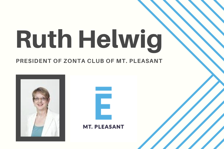 Zonta Club of Mt. Pleasant President Ruth Helwig speaks about the 100th anniversary of the ratification of the 19th amendment.