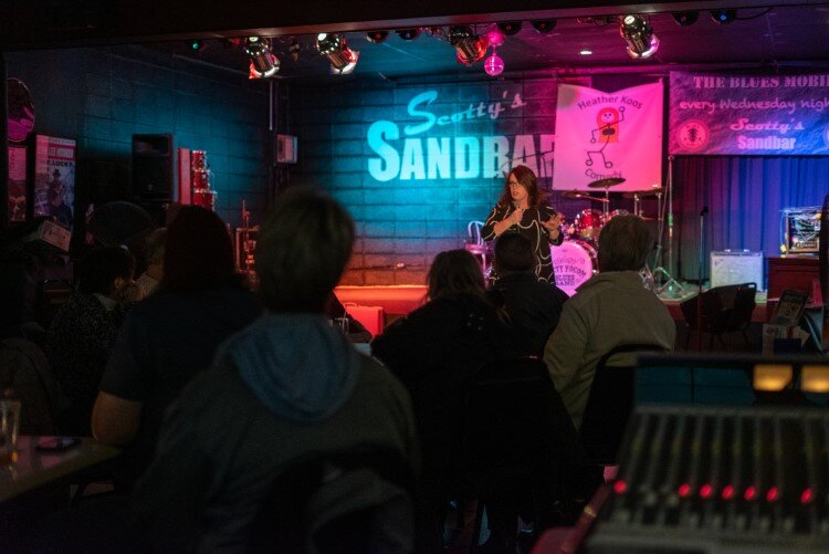 The crowd at Scotty's Sandbar enjoys a recent comedy act