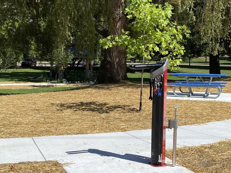 The bike repair stations were installed in late July.
