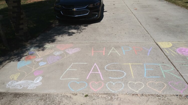 Tina Harvey created a display too large for one photo. The first part is an Easter greeting