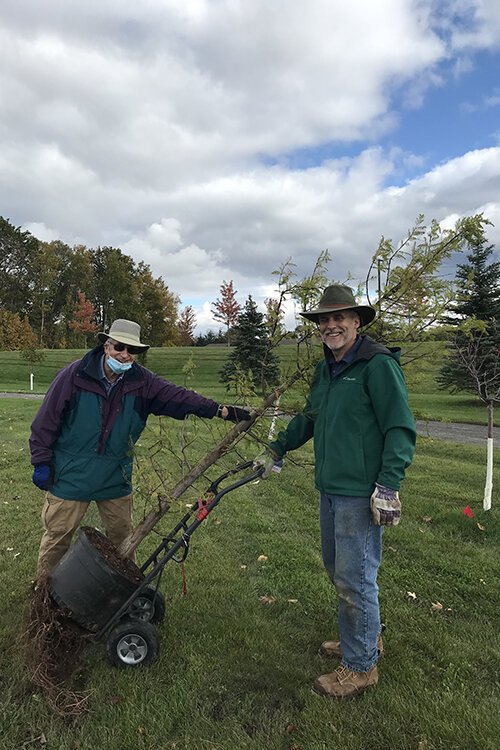Jim Hageman, left, and David Alm are co-founders of Trees NOW Isabella. The organization is focused on reforesting Mt. Pleasant and Isabella County as one of the ways to promote helping the environment. 