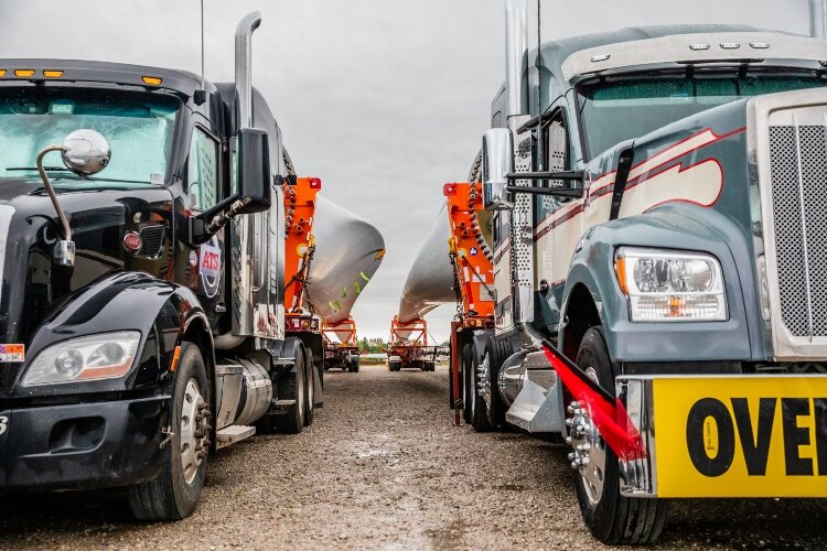 Because the blades each weigh thousands of pounds, the trucks can’t always take the most direct route from the port to the wind farm.