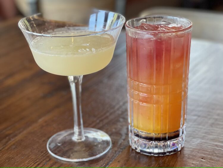 Specialty cocktails are available, such as Hemingway's Daiquiri and Tequila Sunrise.