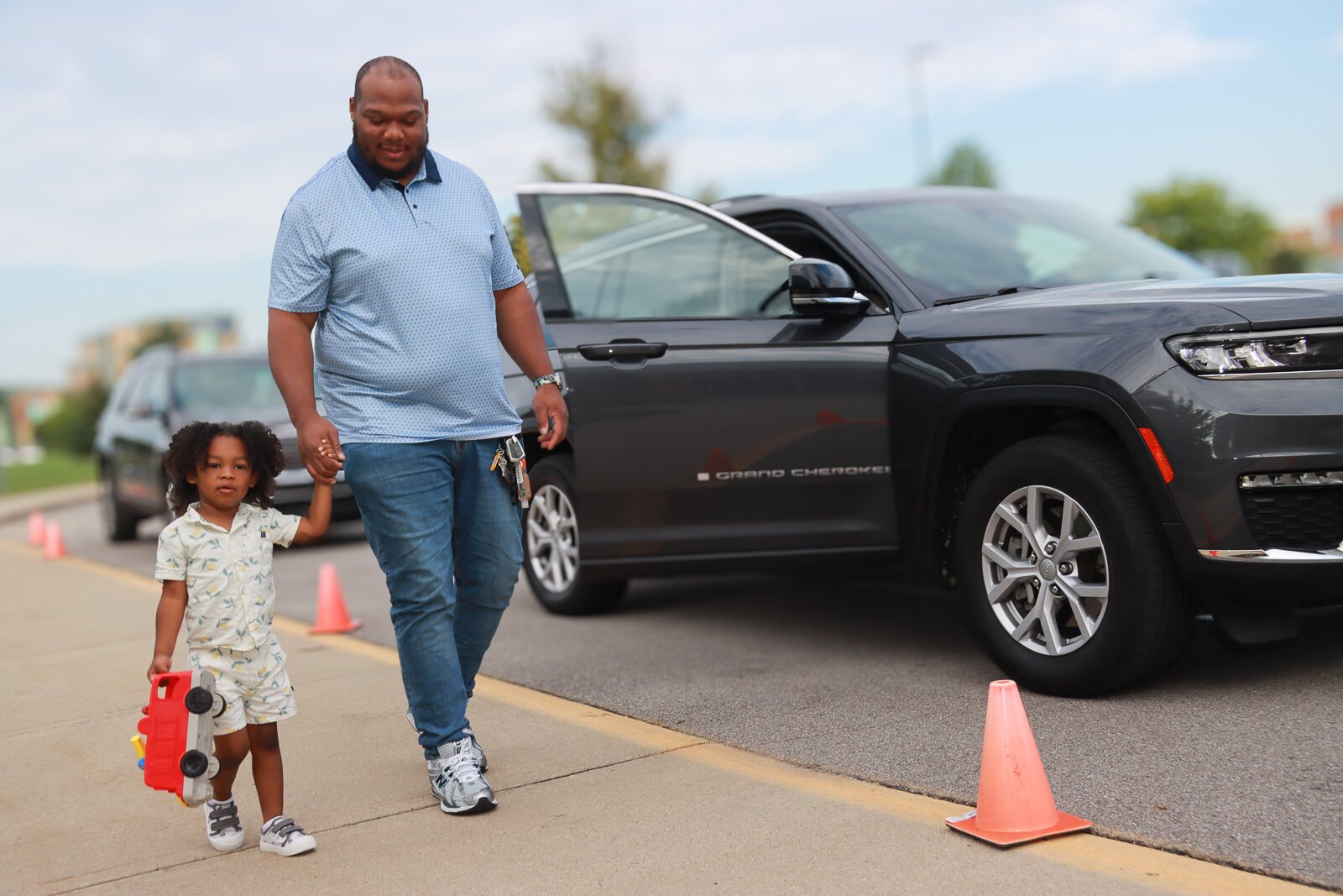 Matthew Verley drops off his son Lil' Matt at child care.