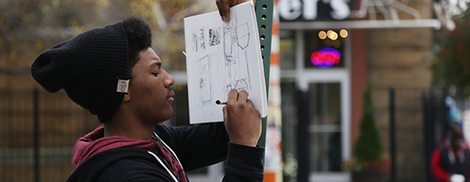 A young artist at MOCAD in Detroit.