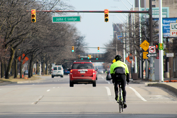 Cyclist on Grand Blvd.