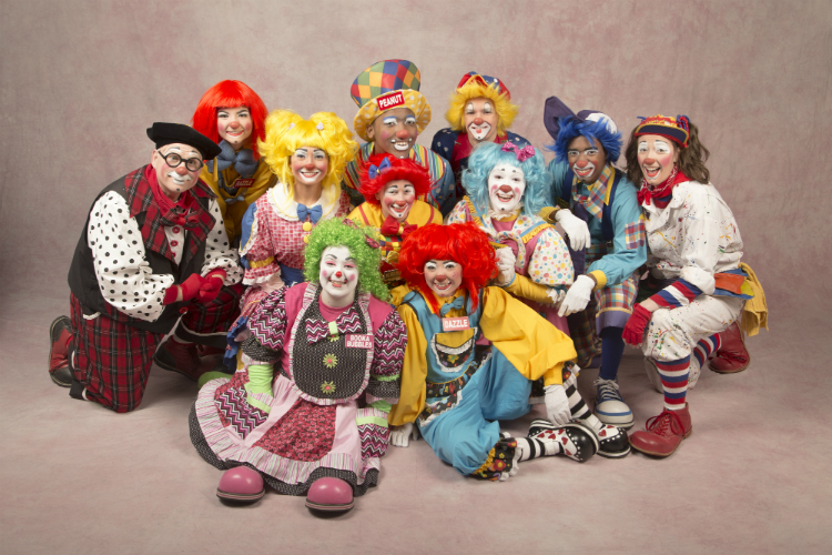 The 2017-18 Mott Campus Clown troop "official portrait."