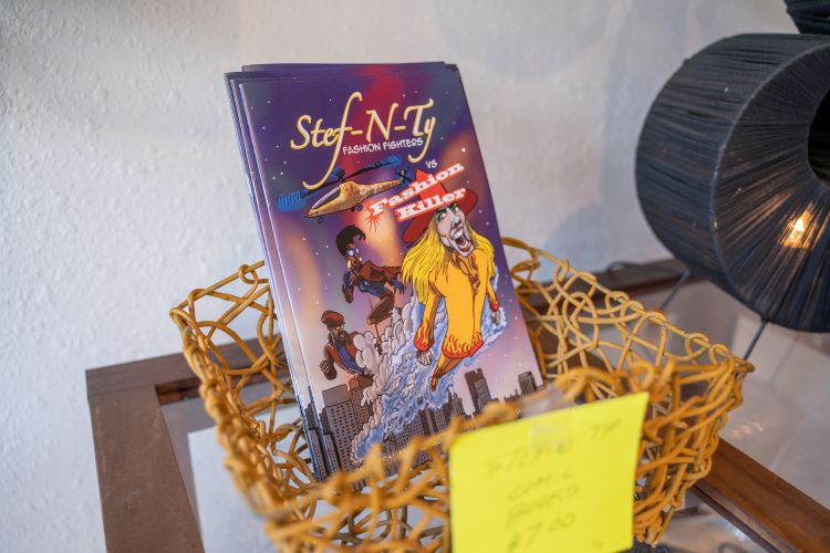 Stephanie and Ty Dickey's shop has plenty of cool items, like a comic book based on their adventures in fashion.