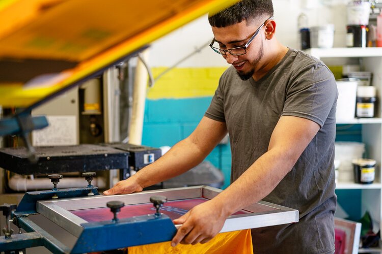 David Camarena works in his Southwest Detroit space.