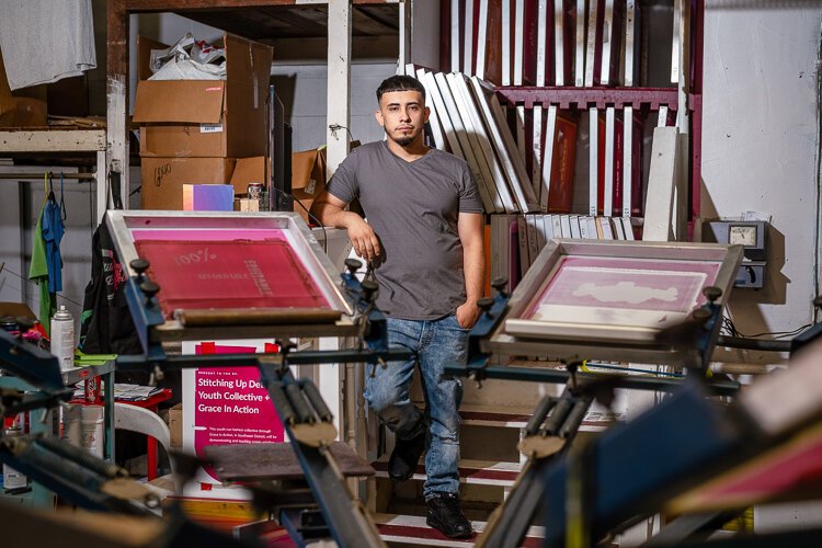 The graffiti David Camarena saw in his neighborhood was an early artistic inspiration, but after he took a daylong screen-printing workshop at Grace in Action's summer camp, he found his medium of choice. 