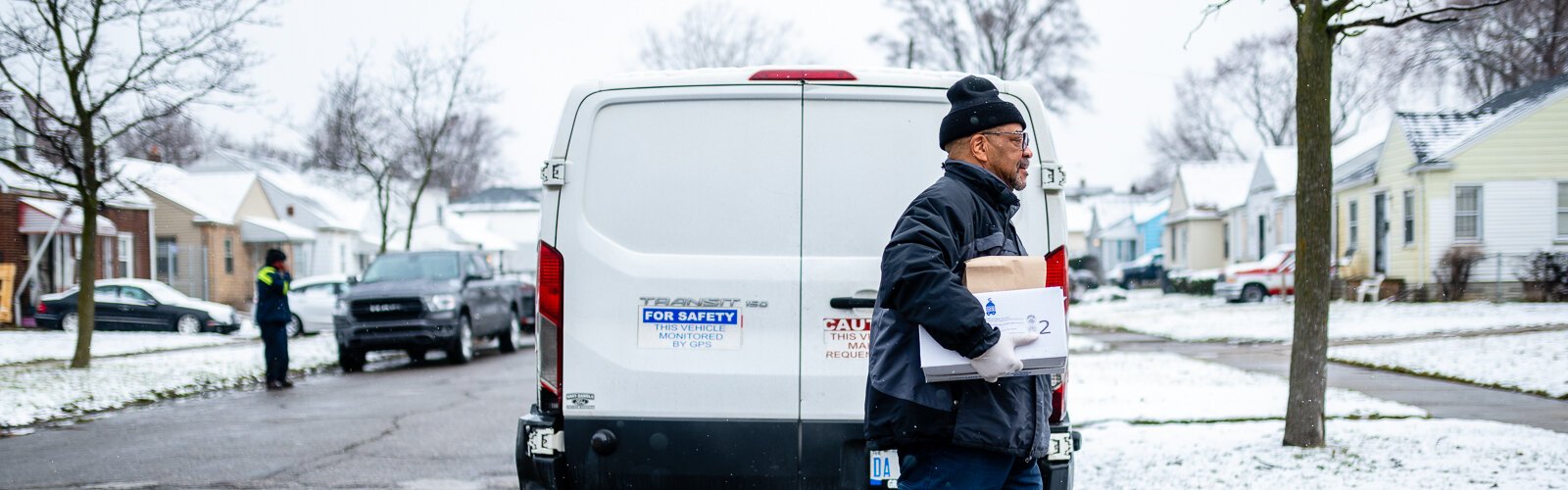 Detroit Meals on Wheels driver Lamar Ellington makes a delivery.