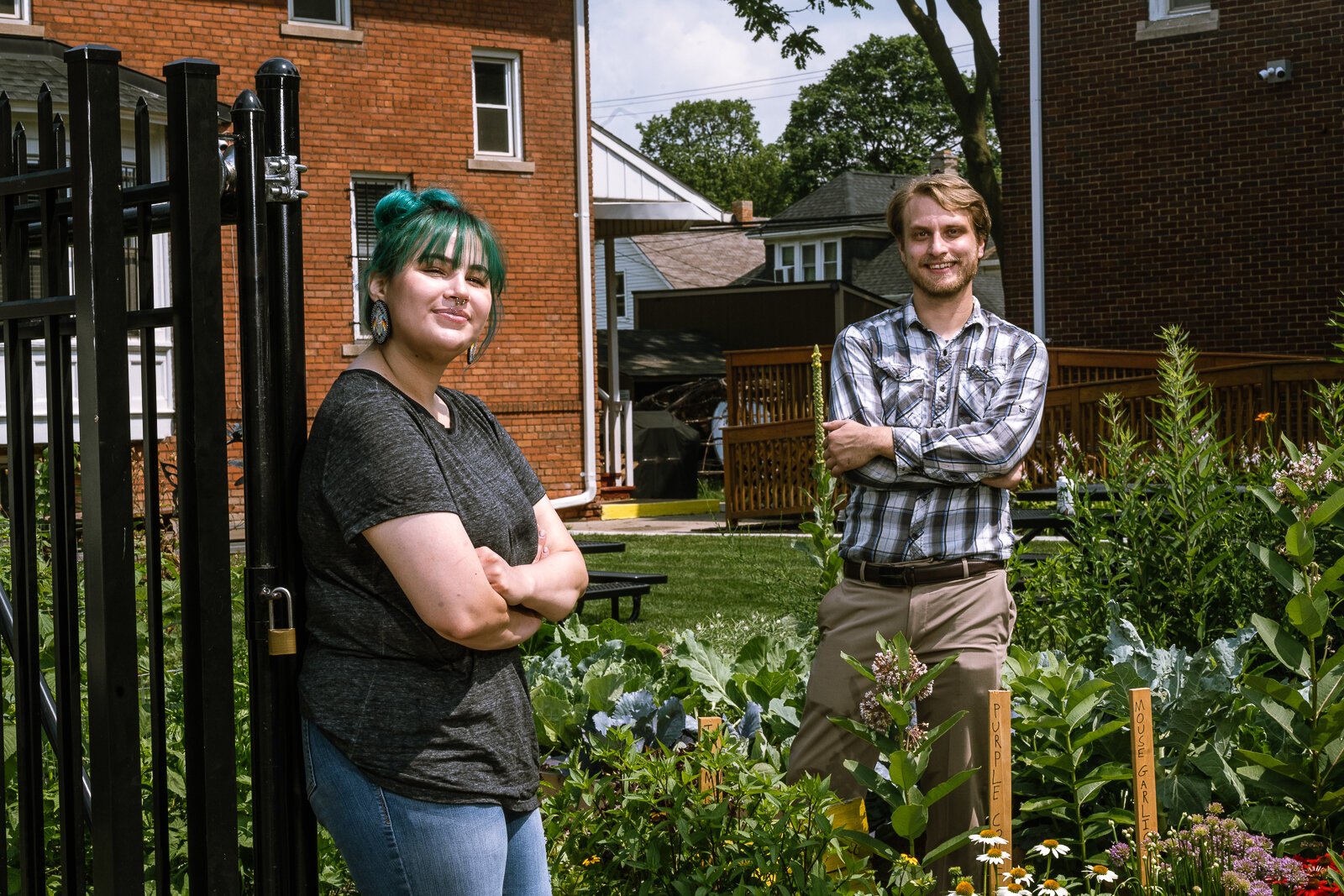 Lauren Potorek and John Peterson in AIHFS' garden.