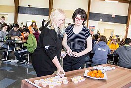 Ring Lardner Middle School students participate in a March Madness tasting event.