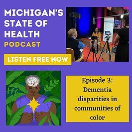 Since being diagnosed with dementia, Monica Downer (center, being interviewed) has become an activist for awareness of her disease.