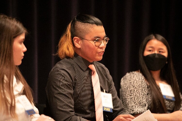 Students involved in LEDA's Calling All Colors Conference participate in the Summit's session, Youth Voices Matter! ( Hector Salazar)