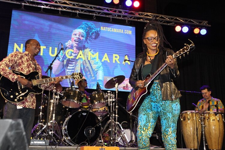 Natu Camara, of New York, performs Afro-rock, pop and soul music during the International Festival. Camara was the main headliner of this year’s Festival. (J.R. Valderas)