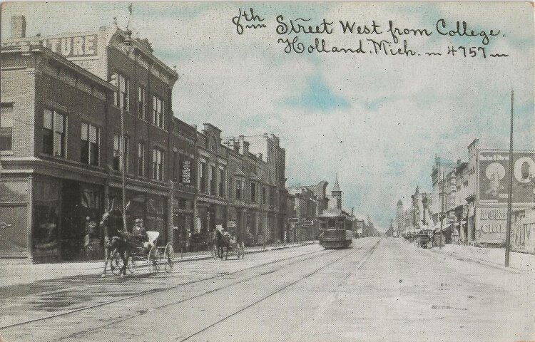 Vintage Postcard, circa 1907; Eighth Street West from College, Holland