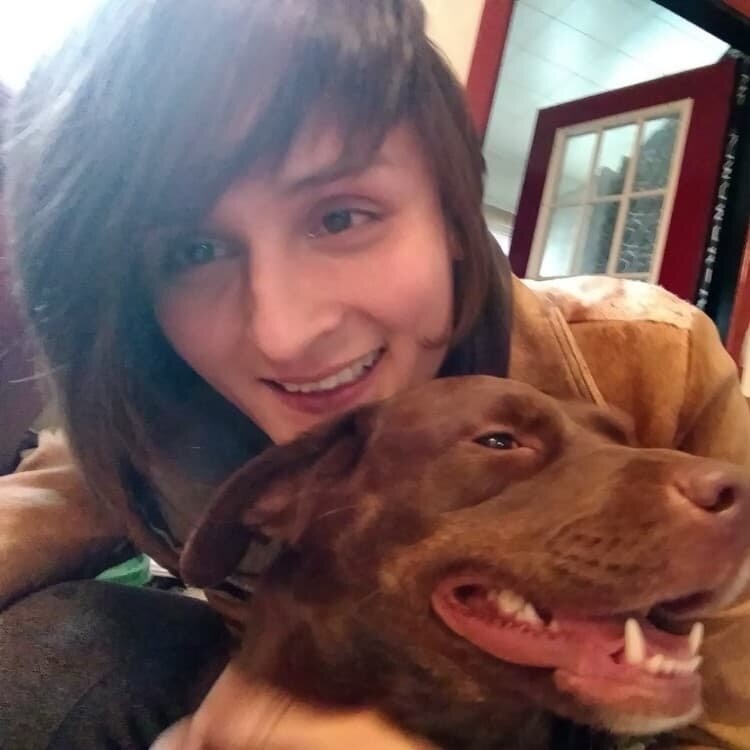 Emiliah Odinsdottir with her dog, Hershey. 