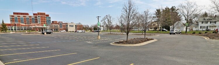 Before the pandemic, this visitor parking lot at Holland Hospital would be filled on a Saturday.