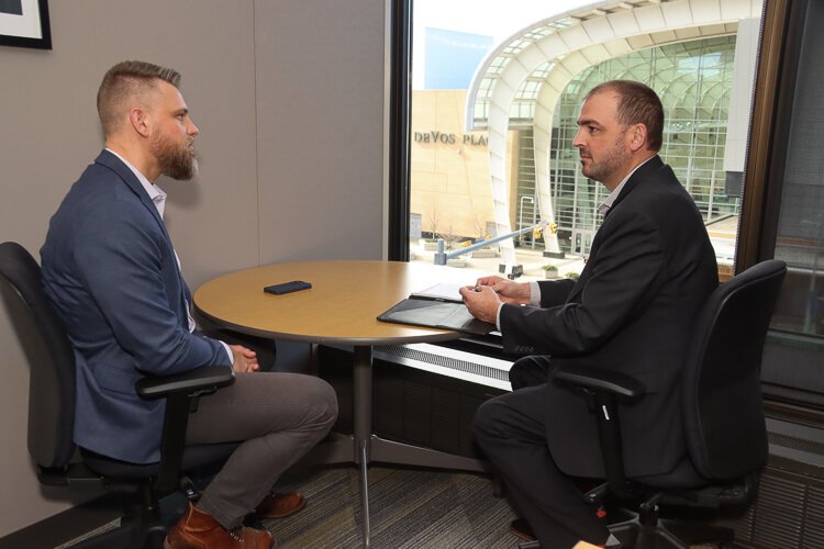 Joshua Spencer, strategic impact director for Kent County, and Ryan Kilpatrick, executive director of Housing Next.