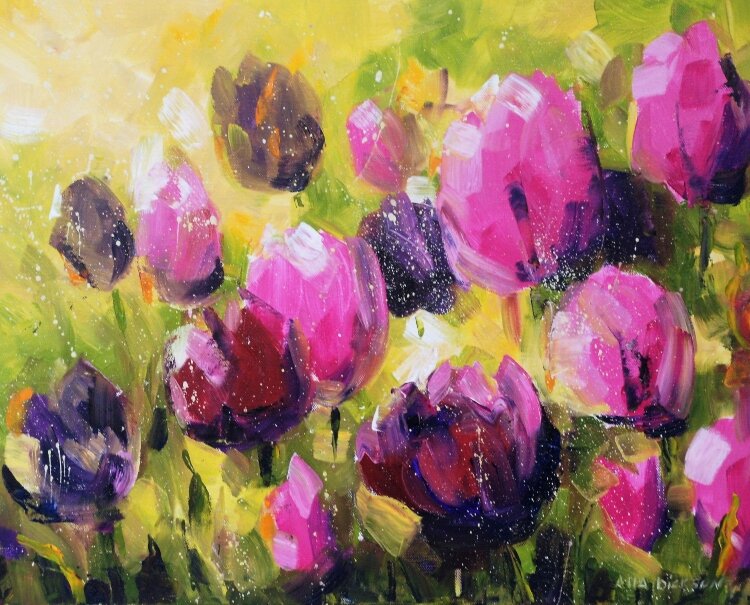 Alla Dickson created this tulip painting in 2015. 