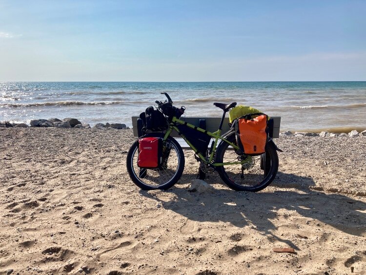 Surly Troll at Lake Michigan, north of Manistee.