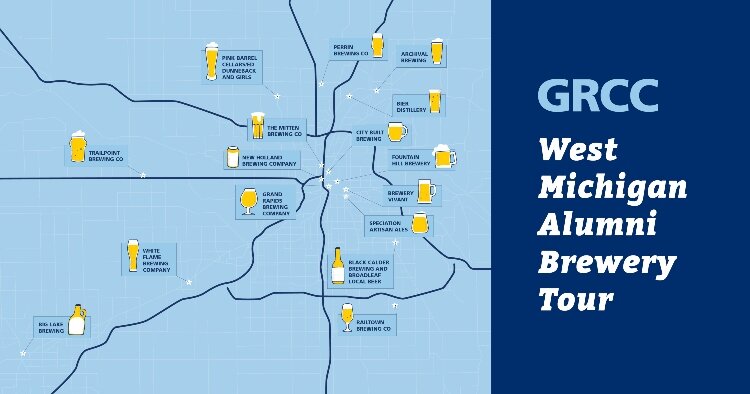 The GRCC Foundation’s alumni relations team created a map of local craft breweries owned or operated by GRCC alums.