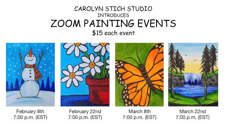 Discover your “inner artist” and create your own masterpiece with the Carolyn Stich Studio Zoom Experience. 