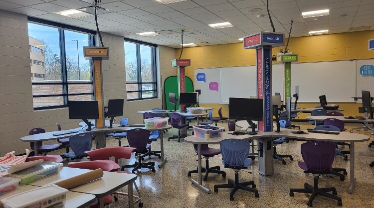 A classroom at the new Charles Hackley Middle School.