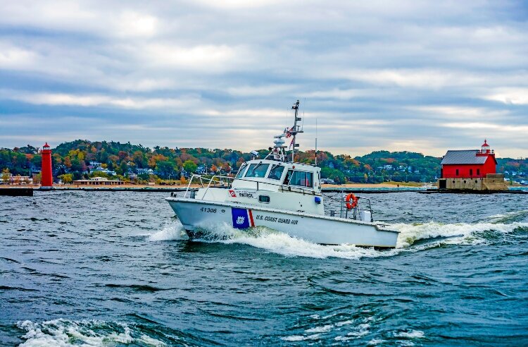 A Coast Guard boat off Grand Haven. (Todd Reed)