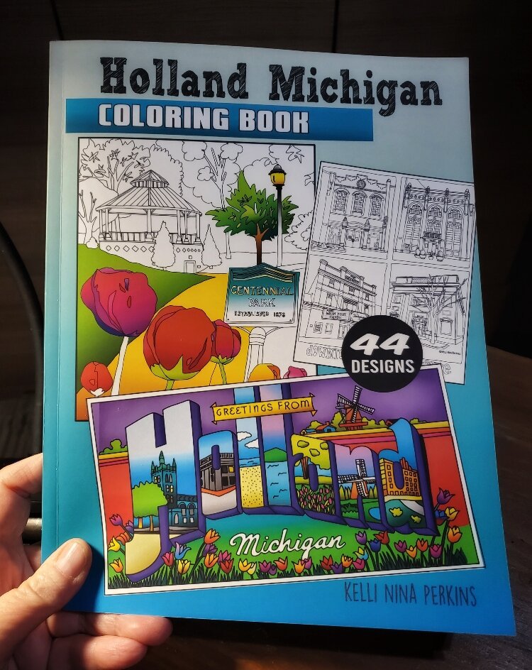Kelli Nina Perkins created the Holland Michigan Coloring Book. 