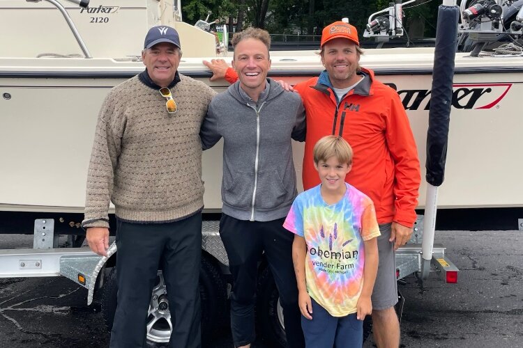 Jon Ornée with Captain Ted Lockwood, Justin and Fin Acker. (Jon Ornée)