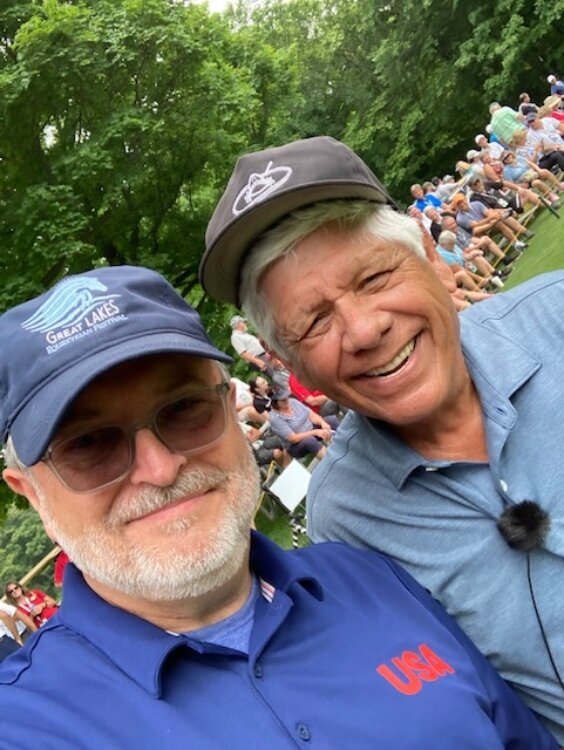 Vice president of Travel Michigan Dave Lorenz with pro golfer Lee Travino.