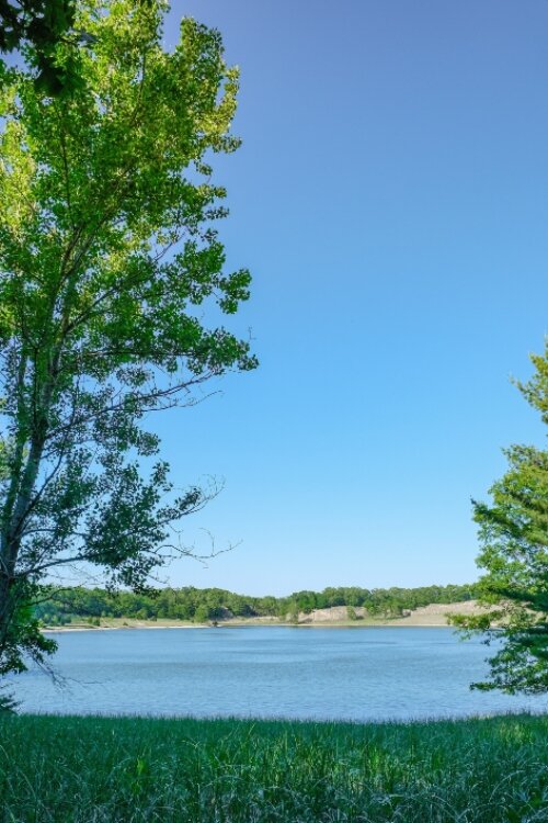 The south side of Dune Harbor Park totals 162 acres of property that formerly was the Nugent Sand mining property. The north side of the park adds another 215 acres.