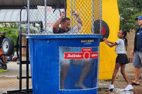The dunk tank was popular at the Block Party. (Gentex)