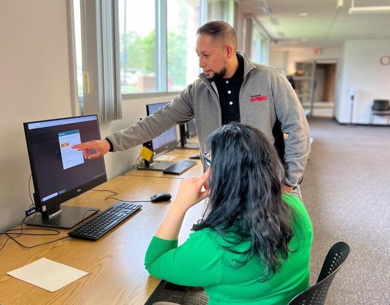 Fluent in English and Spanish, Eddie Solis often serves Spanish-speaking job seekers.