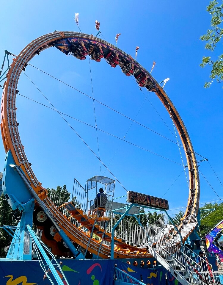 Festival attendees enjoy the Fireball carnival.