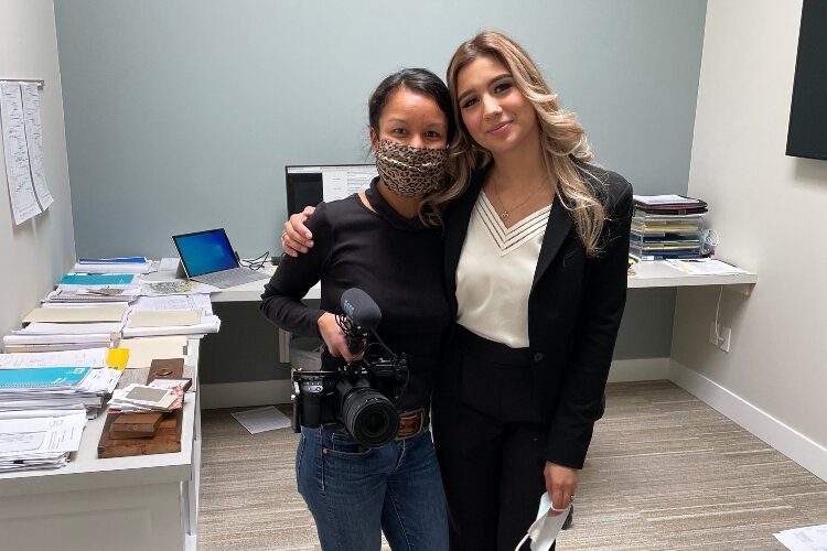 Filmmaker Cynthia Martinez poses with Nayeli Mora, who stars in Martinez' documentary "First Voice Generation."