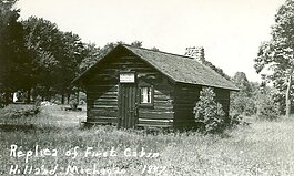 A replica of the first cabin built in Holland, Mich.