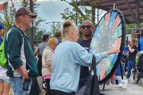 The Gentex Prize Wheel was a popular stop at the Block Party. (Gentex)