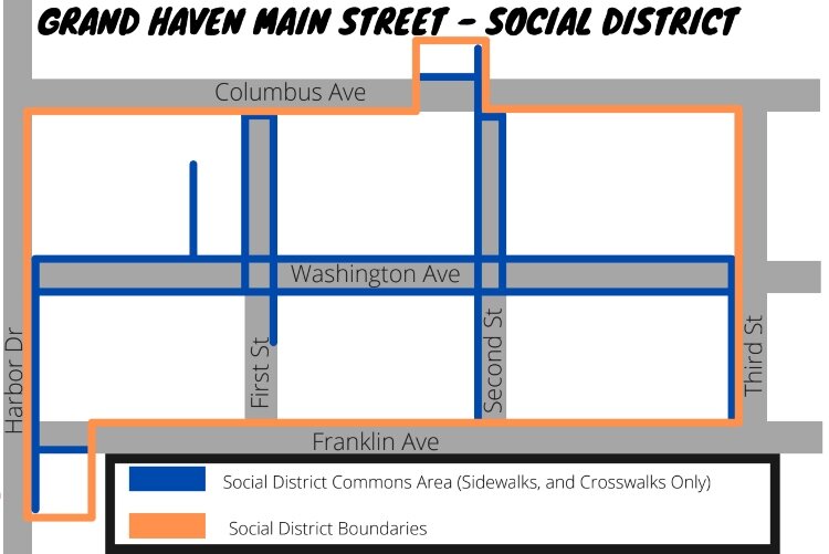 The boundaries of Grand Haven's social district.