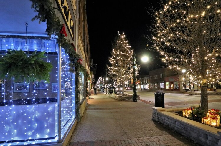 Holiday decorations brighten up Grand Haven's downtown.