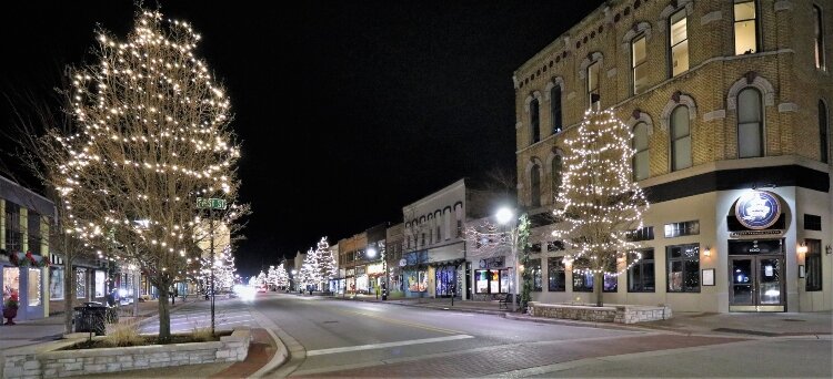 Every tree along Grand Haven's main street gives off the festive glow of the holiday.