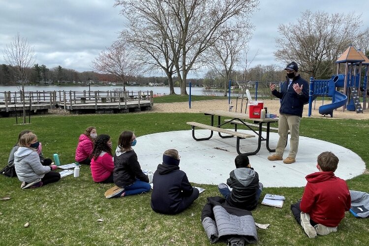 Peach Plains fourth graders learn about the local waste water treatment plant during the beginning stages of their Groundswell Stewardship Project.