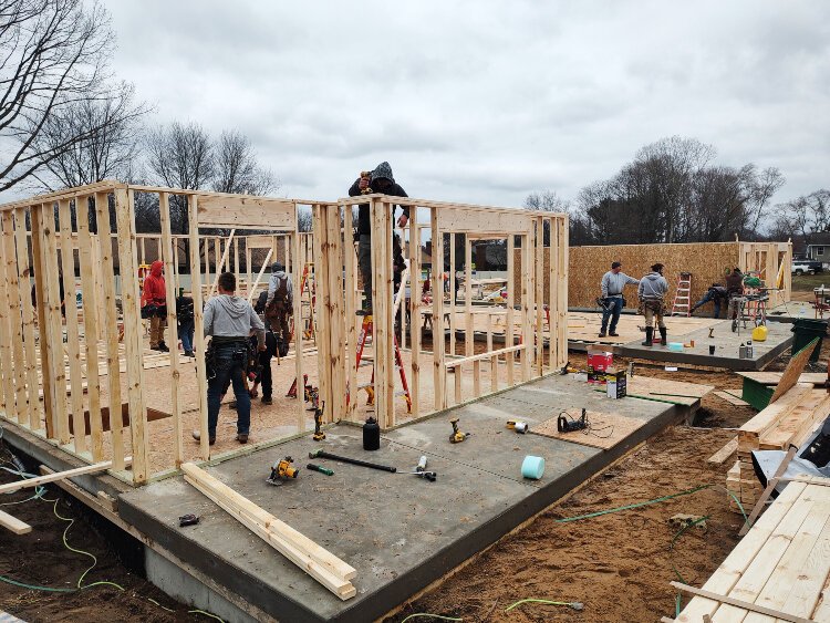 Local contractors are volunteering their crews to help Lakeshore Habitat for Humanity frame and roof three homes in one week for the nonprofit's Blitz Build.
