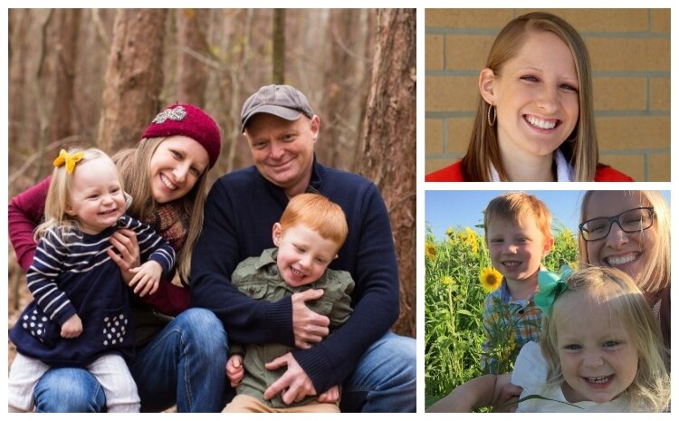 Heidi Fenton Tunison with her husband, John Tunison, and their two children, Quinn and Violet. 