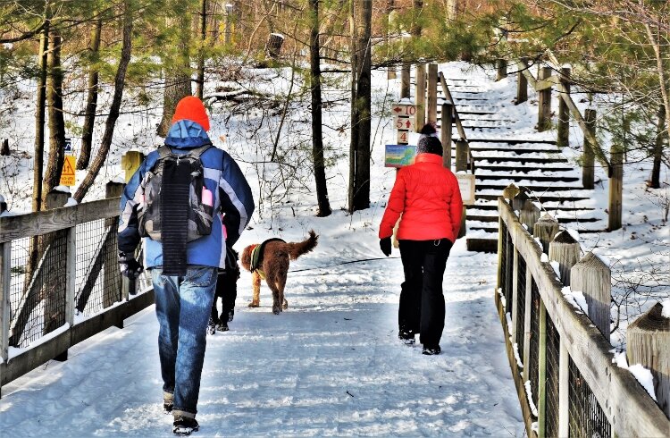 The Nature Center at Hemlock Crossing Park has reopened with special winter hours and offers snowshoe rentals. (Mike Lozon) 